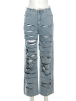 Halle Distressed Denim Boyfriend Jeans