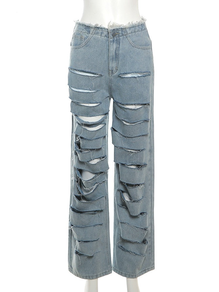 Halle Distressed Denim Boyfriend Jeans