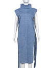 Sleeveless Denim Side Split Dress