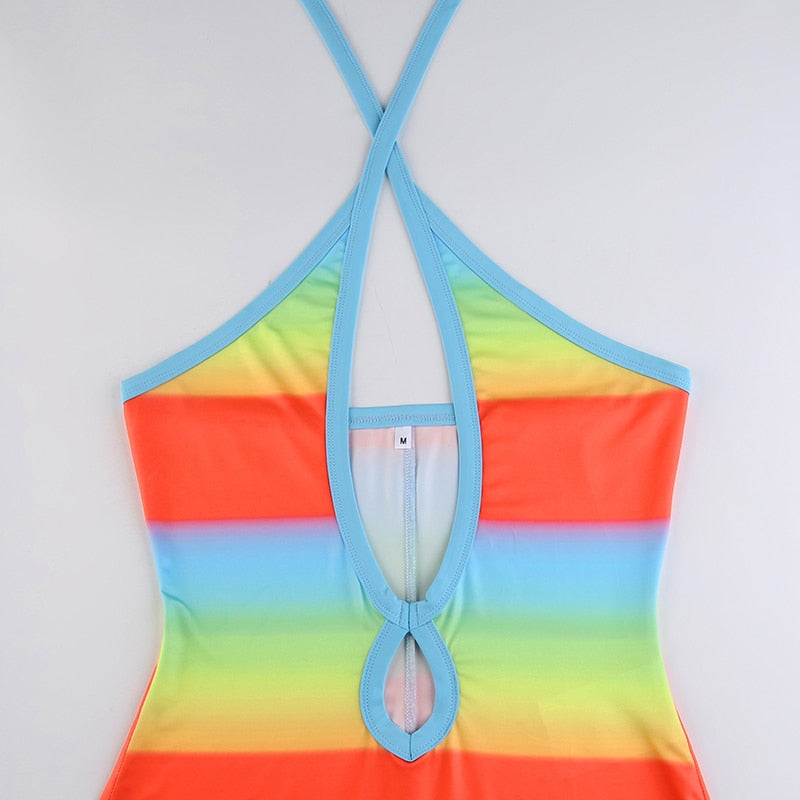 Rainbow Halter Neck Romper