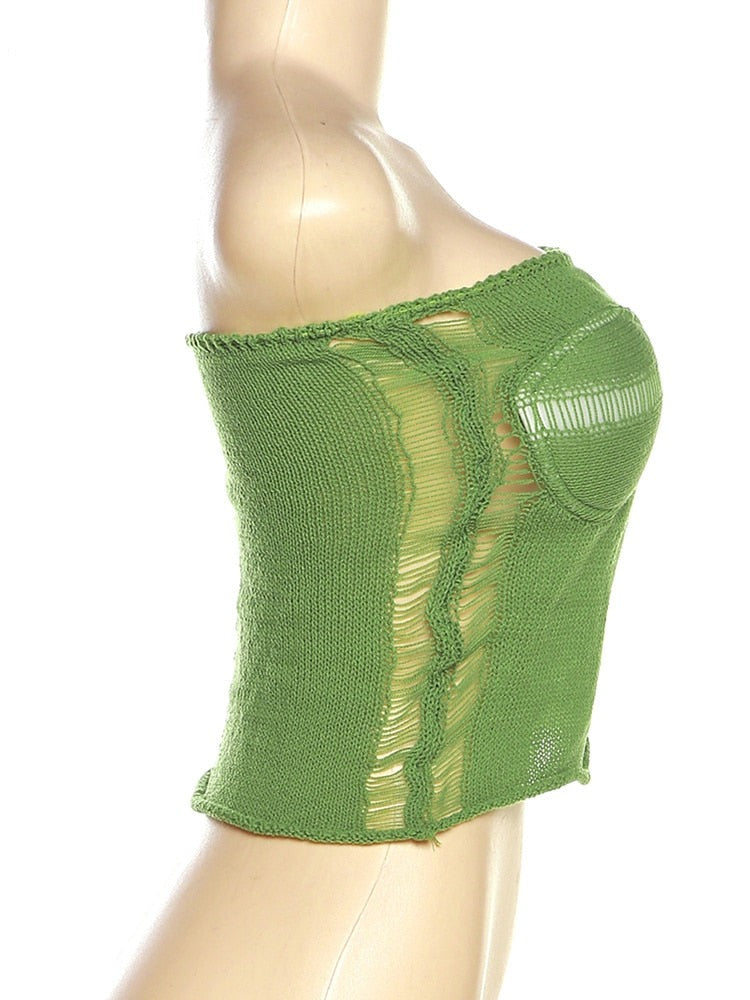 Lime Knit Tube Top