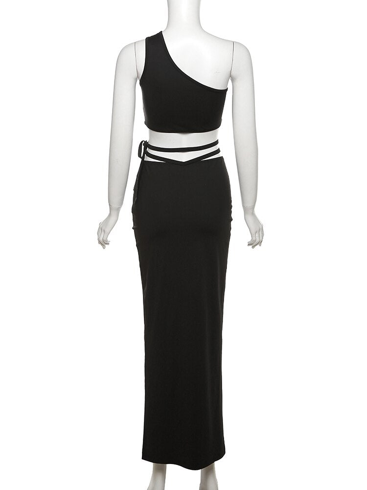 Noir Tie Up Two Piece Set