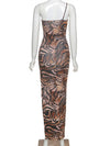 Latte Swirl One Shoulder Maxi Dress