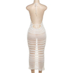 Mariah Mesh Panelled Backless Knit Maxi Dress