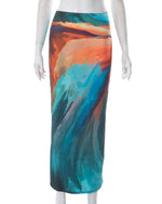 Multicolor Print Maxi Skirt