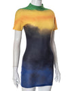 Textured Ombre Cap Sleeve Mini Dress