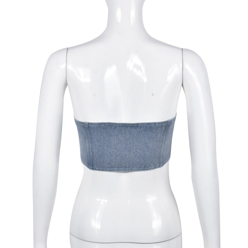 Andie Denim Strapless Crop Top