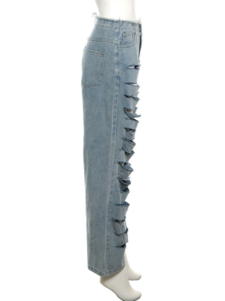 Halle Distressed Denim Boyfriend Jeans