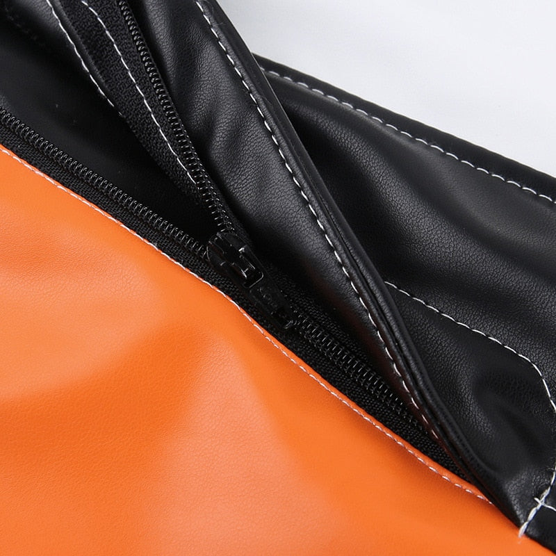 Faux Leather Color-block Skirt