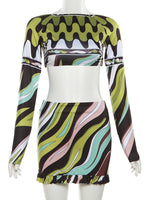 Wavy Print Skirt Set
