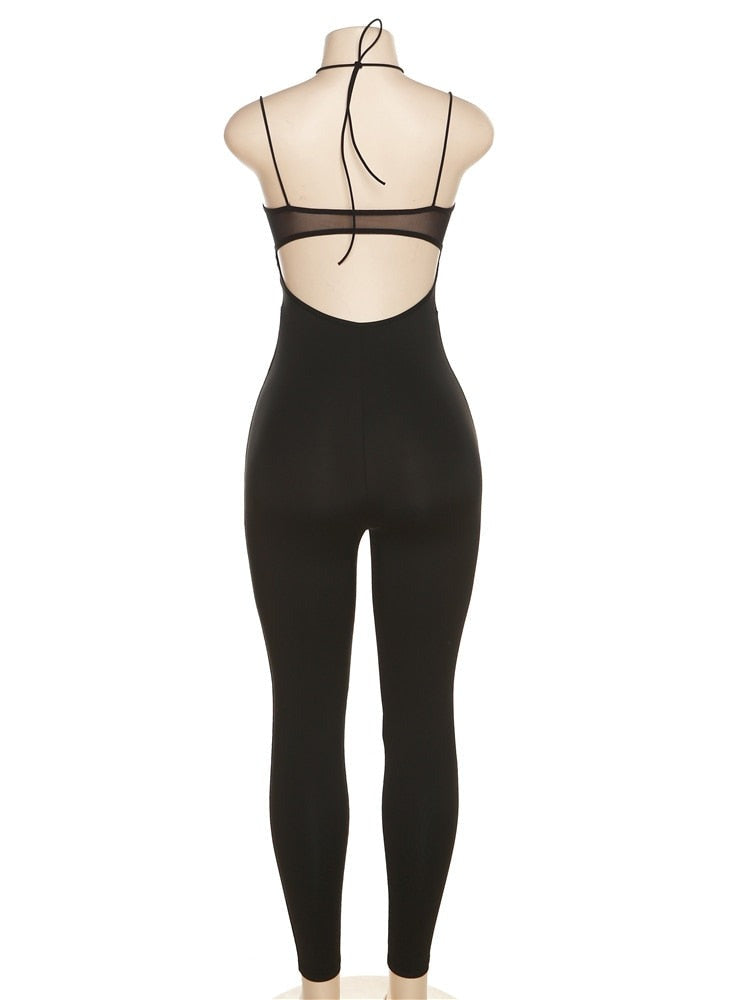 Noir Mesh Detail Jumpsuit