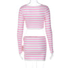 Candy Striped Print Skirt Set