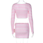 Candy Striped Print Skirt Set