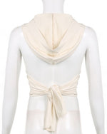 Hooded Backless Tie Waist Cropped Tank