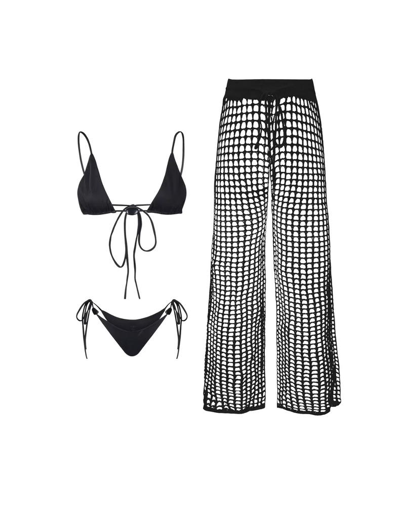 Santorini Glow 3 Piece Bikini Set - Black