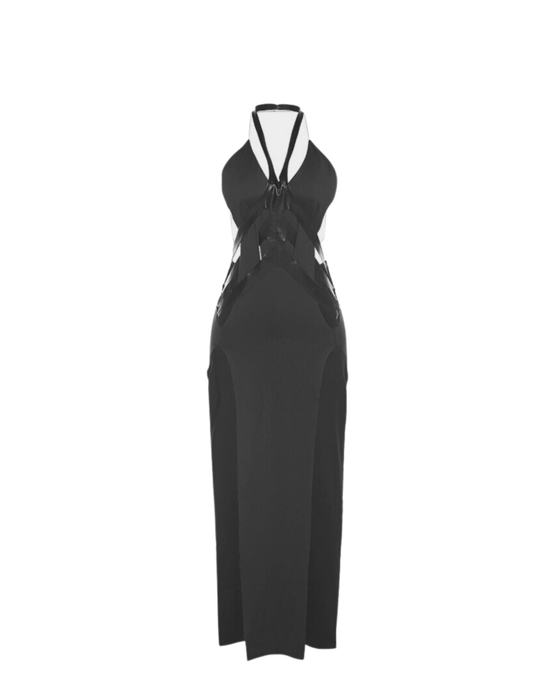 Strapped In Halter Side Split Dress