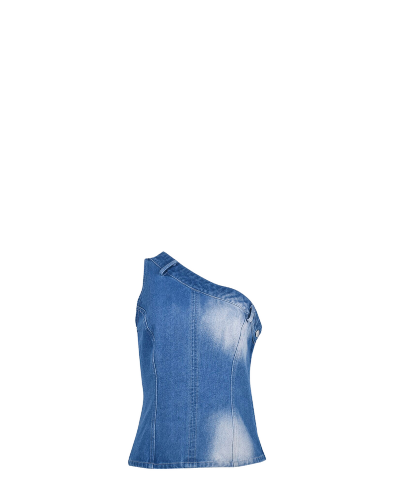Malika One Shoulder Denim Top