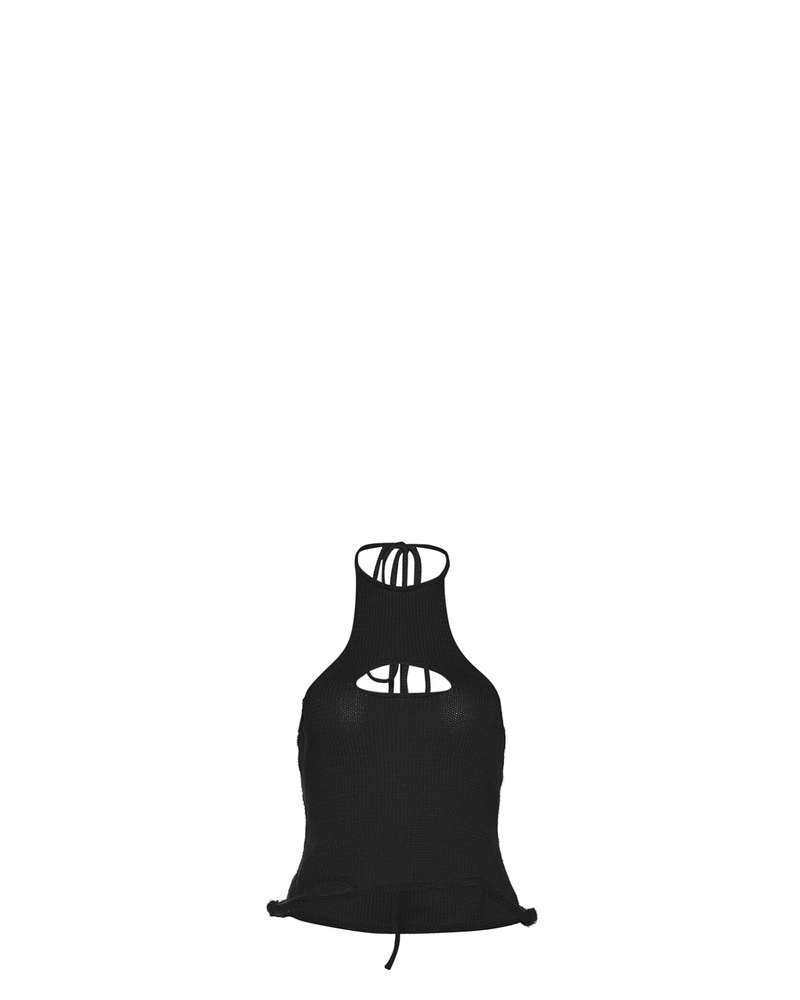 Cassey Halter Knit Top - Black