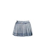 Baddie Pleated Washed Denim Mini Skirt