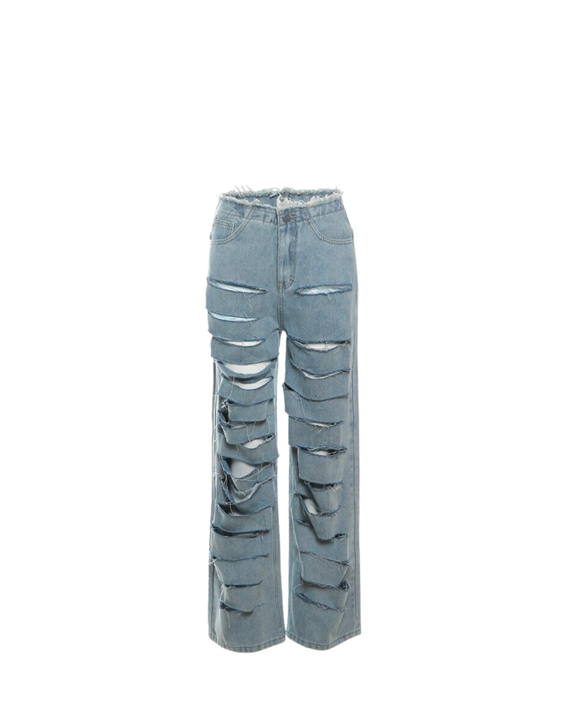 Halle Distressed Denim Boyfriend Jeans
