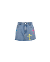 Bless Up Embroidered Denim Mini Skirt