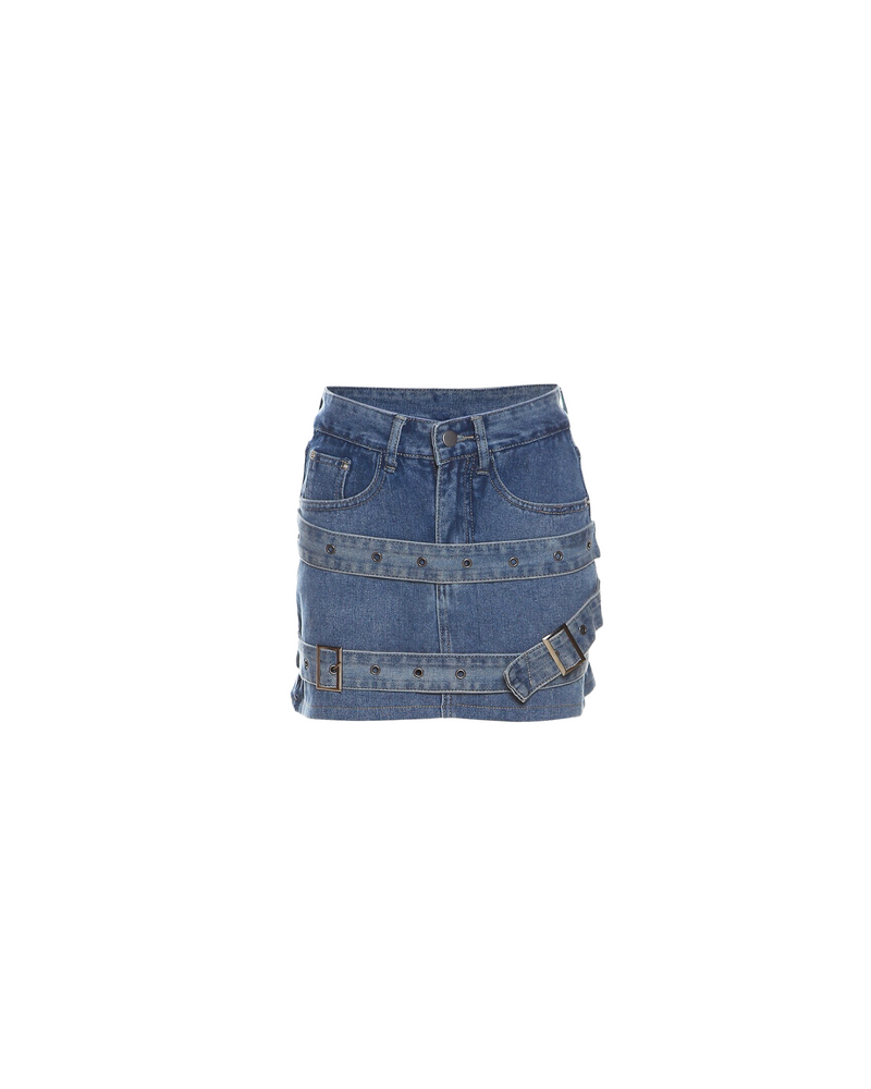 Buckle Up Denim Skirt