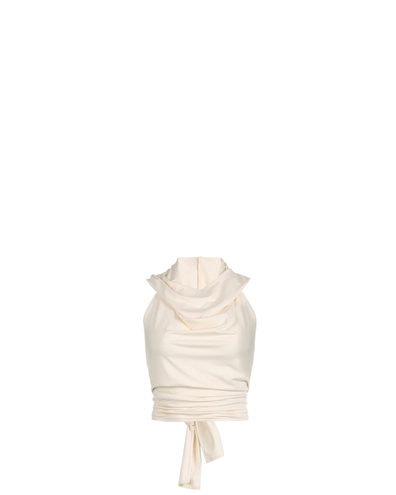 Hooded Backless Tie Waist Cropped Tank