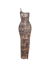 Latte Swirl One Shoulder Maxi Dress