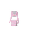 Candy Striped Print Skirt Set