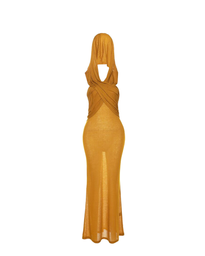 Hooded Mesh Maxi Dress