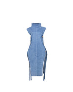 Sleeveless Denim Side Split Dress