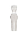 White Knit Two Piece Skirt Set