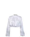 Lantern Sleeve Satin Blouse