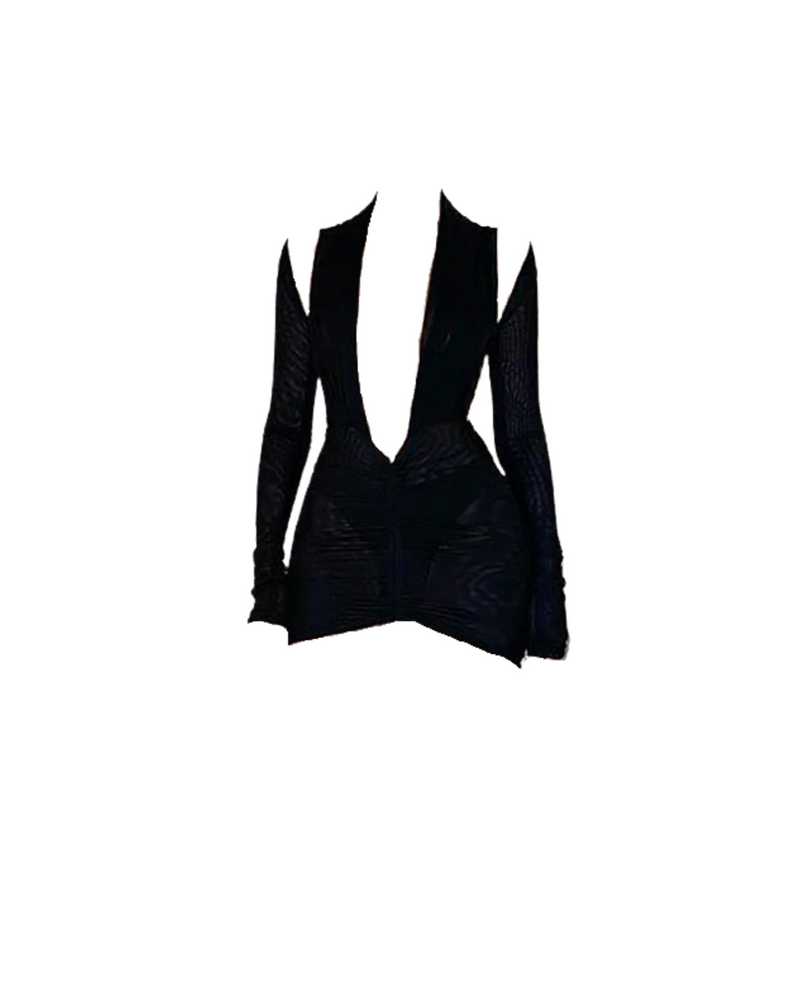 Deep V-Neck Mesh Mini
