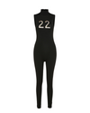 Letter Embroidery Jumpsuit - Black
