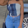 Blue Denim Lace Up Tube Top