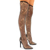 Rhinestone Fishnet Thigh High Boot