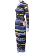 Stripe Print Hip Cut Out Dress