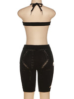 Knit Cut Out Halter Romper