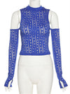 Hollow Out Long-Sleeved Off Shoulder Top