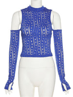 Hollow Out Long-Sleeved Off Shoulder Top