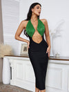 Stunner Deep V-Neck Midi Dress