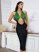 Stunner Deep V-Neck Midi Dress