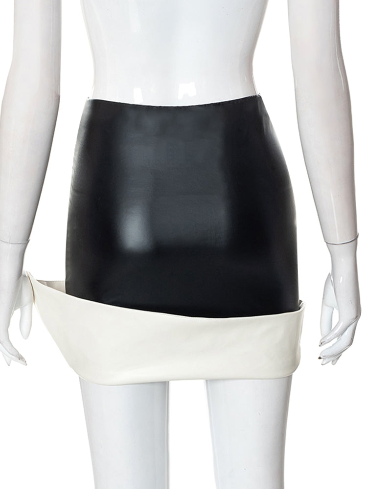 Faux Leather Tiered High Waist Skirt