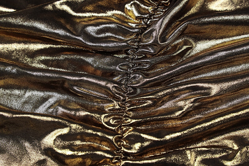 Cut Out Metallic Dress With Gloves
