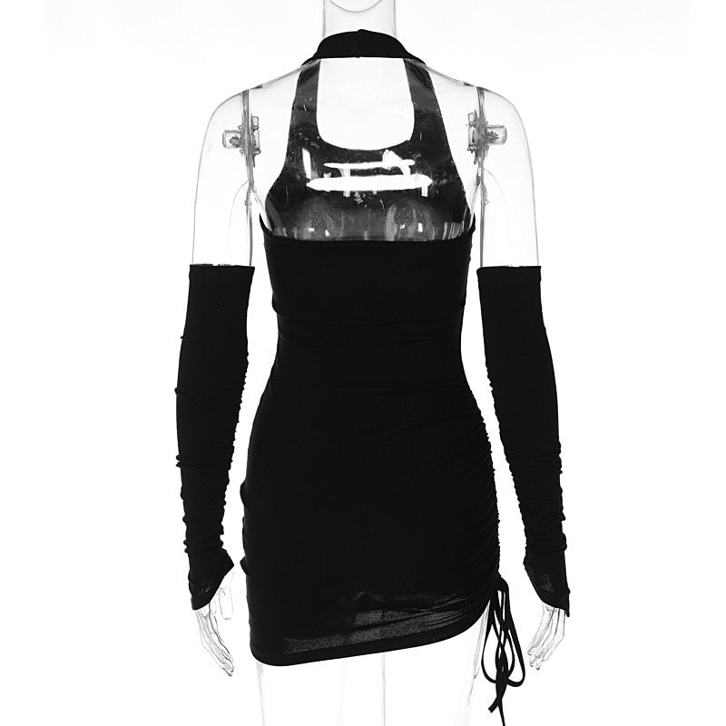 Rhinestone Letter Cut Out Halter Mini