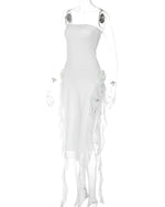 White Ribbon Midi Dress