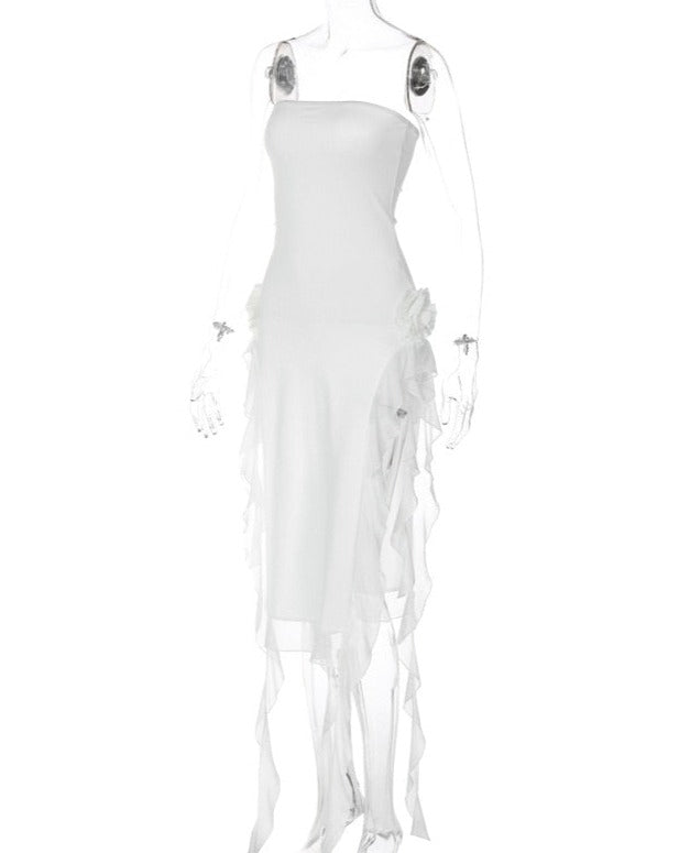 White Ribbon Midi Dress