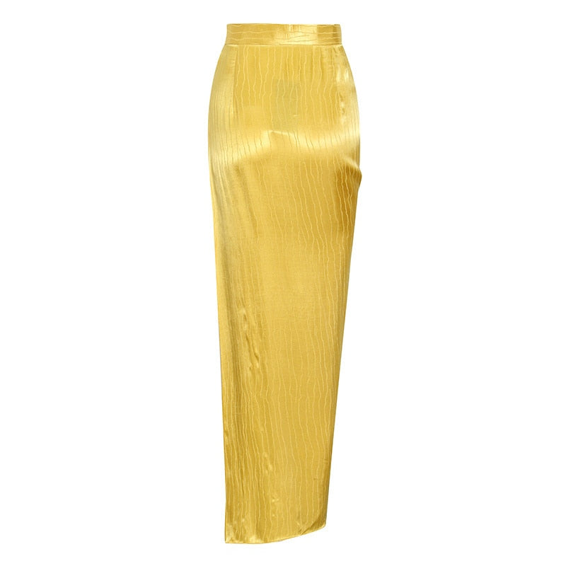 High Waist Asymmetrical Maxi Skirt