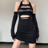 Rhinestone Letter Cut Out Halter Mini
